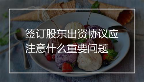 签订股东出资协议应注意什么重要问题