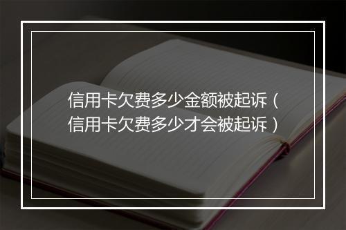 信用卡欠费多少金额被起诉（信用卡欠费多少才会被起诉）