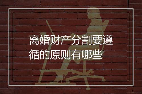 离婚财产分割要遵循的原则有哪些