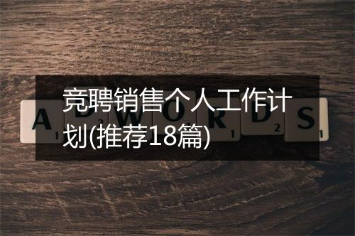 竞聘销售个人工作计划(推荐18篇)