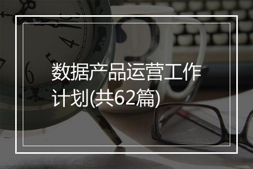 数据产品运营工作计划(共62篇)