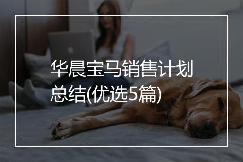 华晨宝马销售计划总结(优选5篇)