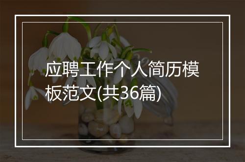 应聘工作个人简历模板范文(共36篇)