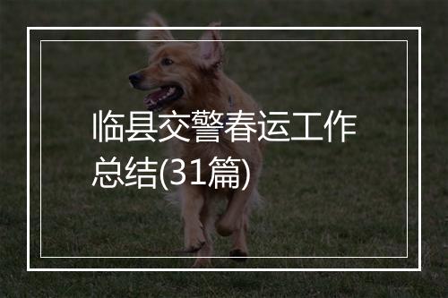 临县交警春运工作总结(31篇)