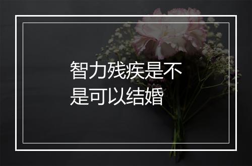 智力残疾是不是可以结婚