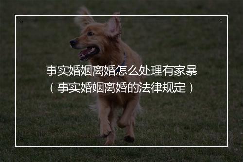 事实婚姻离婚怎么处理有家暴（事实婚姻离婚的法律规定）