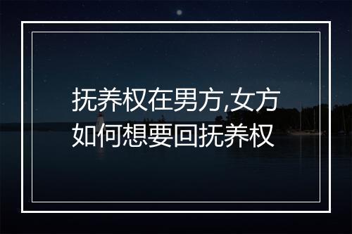 抚养权在男方,女方如何想要回抚养权