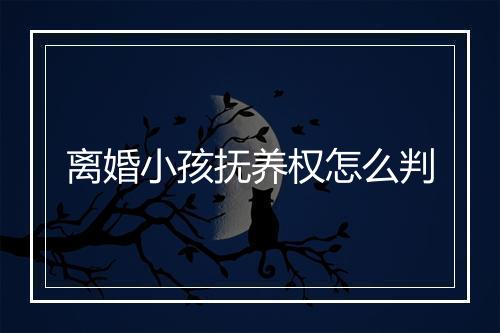 离婚小孩抚养权怎么判