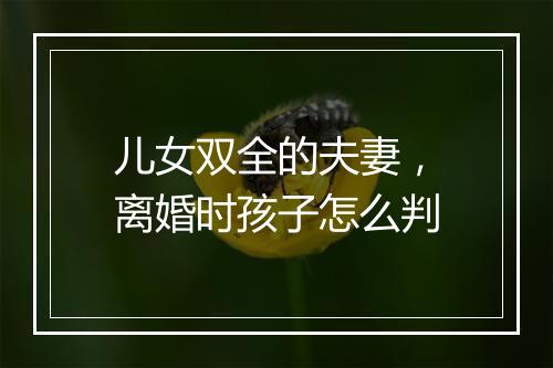 儿女双全的夫妻，离婚时孩子怎么判