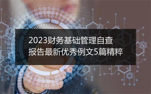 2023财务基础管理自查报告最新优秀例文5篇精粹