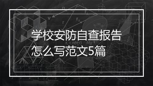 学校安防自查报告怎么写范文5篇