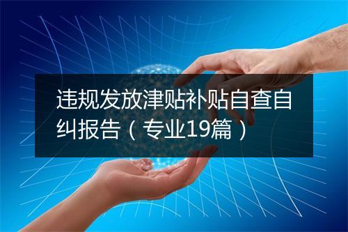 违规发放津贴补贴自查自纠报告（专业19篇）