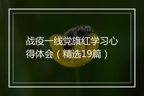 战疫一线党旗红学习心得体会（精选19篇）