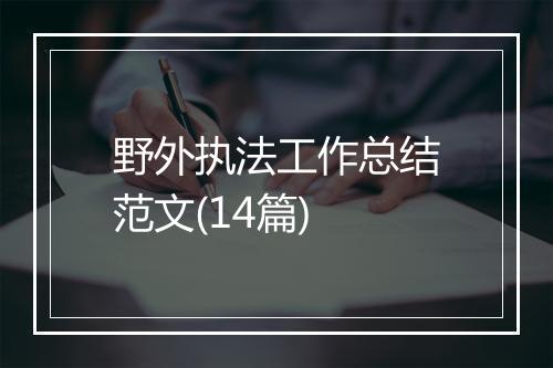 野外执法工作总结范文(14篇)
