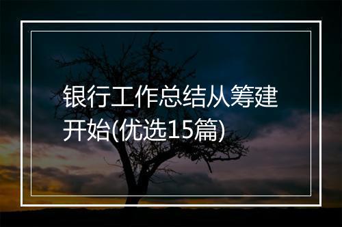 银行工作总结从筹建开始(优选15篇)