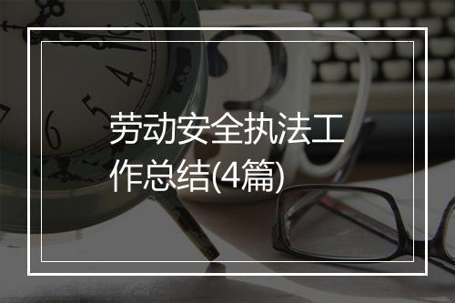 劳动安全执法工作总结(4篇)