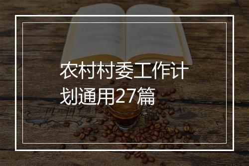 农村村委工作计划通用27篇