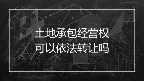土地承包经营权可以依法转让吗