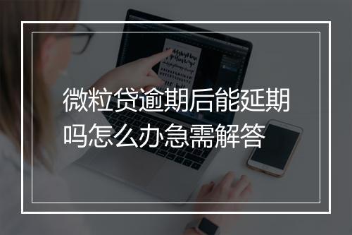 微粒贷逾期后能延期吗怎么办急需解答