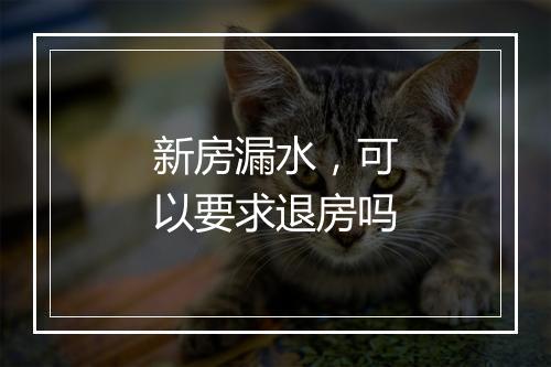 新房漏水，可以要求退房吗