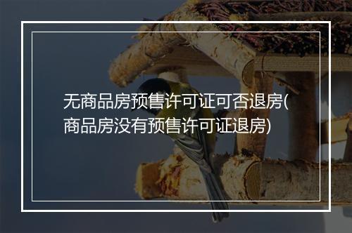 无商品房预售许可证可否退房(商品房没有预售许可证退房)