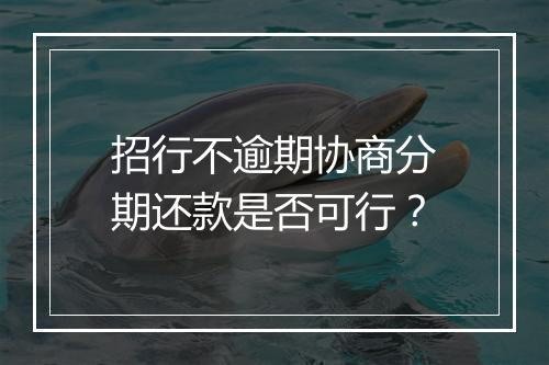 招行不逾期协商分期还款是否可行？