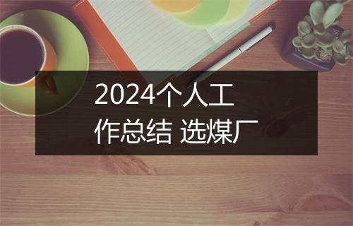 2024个人工作总结 选煤厂