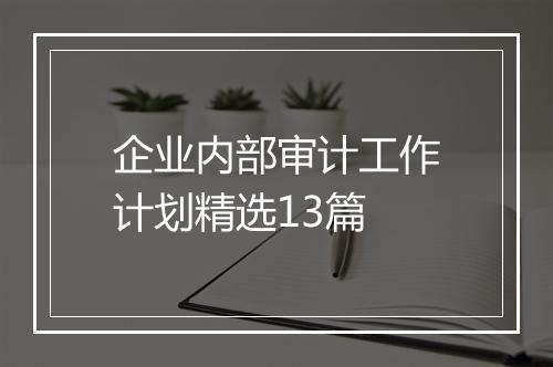企业内部审计工作计划精选13篇