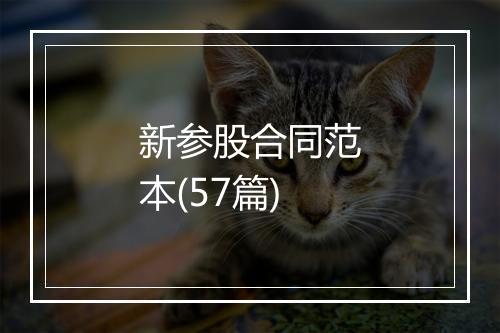 新参股合同范本(57篇)
