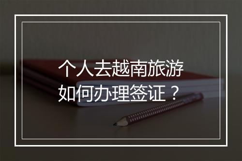 个人去越南旅游如何办理签证？