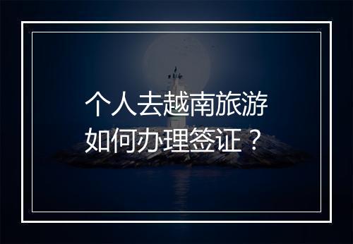 个人去越南旅游如何办理签证？