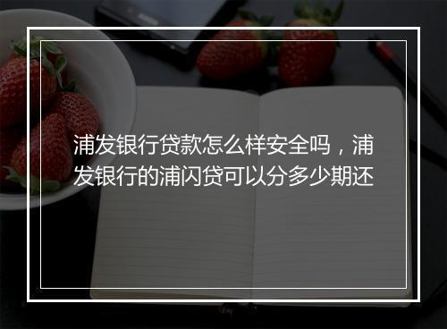 浦发银行贷款怎么样安全吗，浦发银行的浦闪贷可以分多少期还