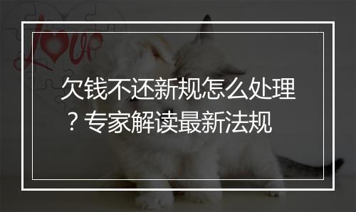 欠钱不还新规怎么处理？专家解读最新法规
