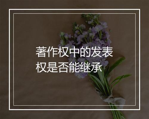 著作权中的发表权是否能继承