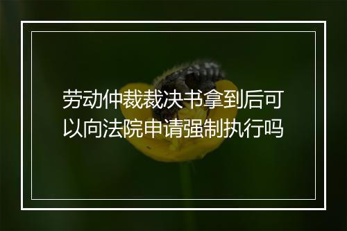 劳动仲裁裁决书拿到后可以向法院申请强制执行吗