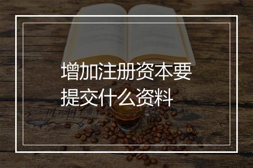 增加注册资本要提交什么资料