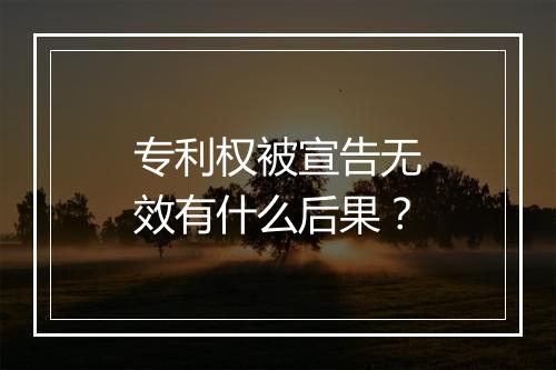专利权被宣告无效有什么后果？