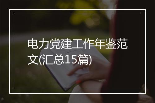 电力党建工作年鉴范文(汇总15篇)