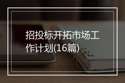 招投标开拓市场工作计划(16篇)