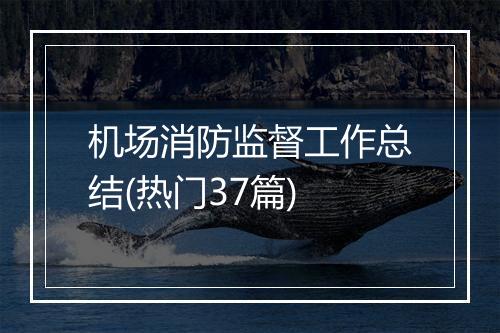 机场消防监督工作总结(热门37篇)