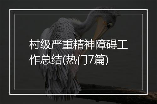 村级严重精神障碍工作总结(热门7篇)