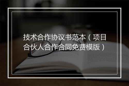 技术合作协议书范本（项目合伙人合作合同免费模版）