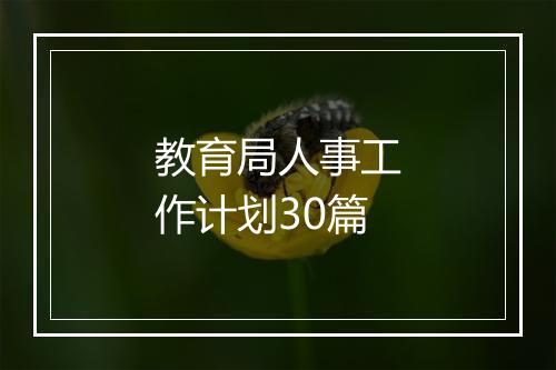 教育局人事工作计划30篇