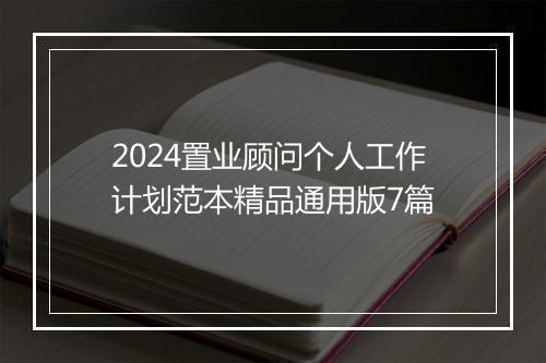 2024置业顾问个人工作计划范本精品通用版7篇