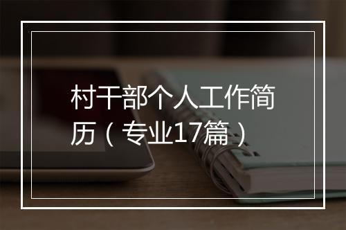 村干部个人工作简历（专业17篇）