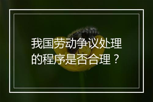 我国劳动争议处理的程序是否合理？