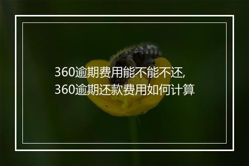 360逾期费用能不能不还,360逾期还款费用如何计算