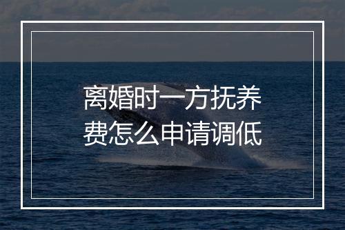 离婚时一方抚养费怎么申请调低