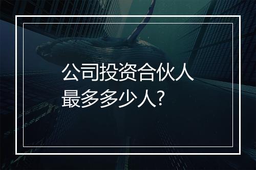 公司投资合伙人最多多少人?