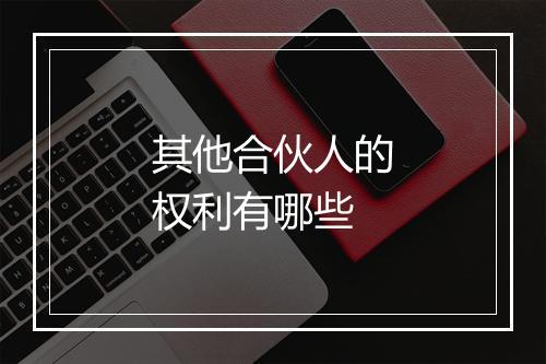其他合伙人的权利有哪些